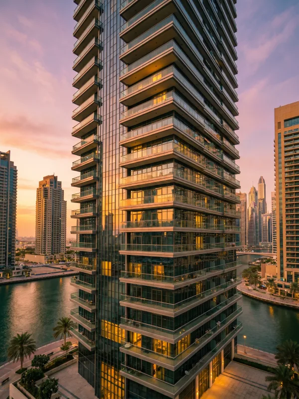 A modern residential tower in the UAE financed through Ijara