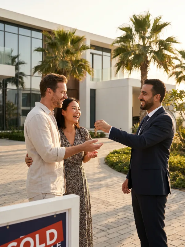 A new homeowner in the UAE holding the keys to their property